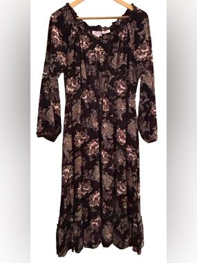 Panhandle Slim VTG paisley ruffl hem drss SZ L western prairiecore